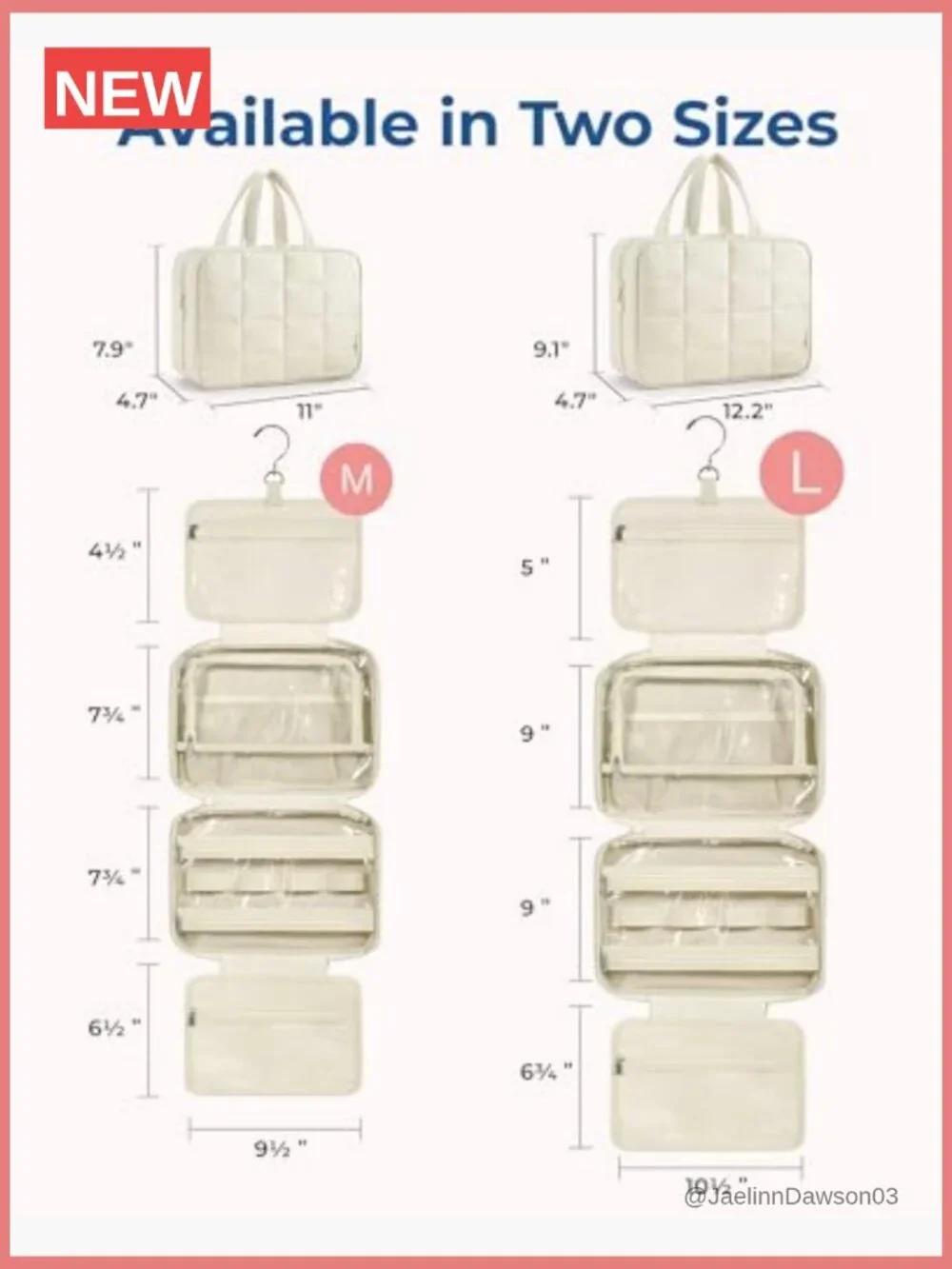 Travel Toiletry Bag with Jewelry Organizer, Hanging Puffy Makeup Cosmetic Case